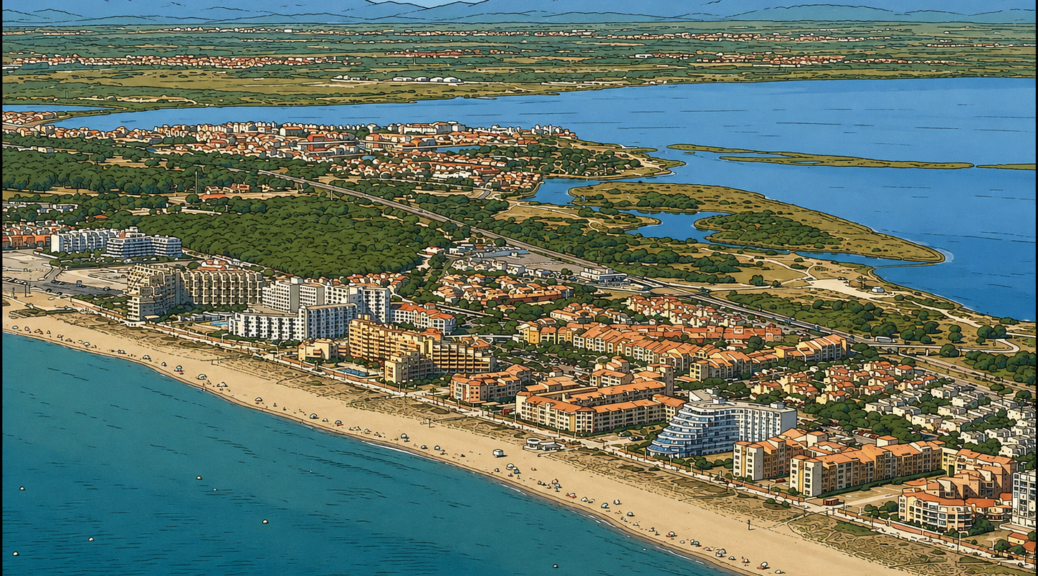 Le Barcarès en vue aérienne