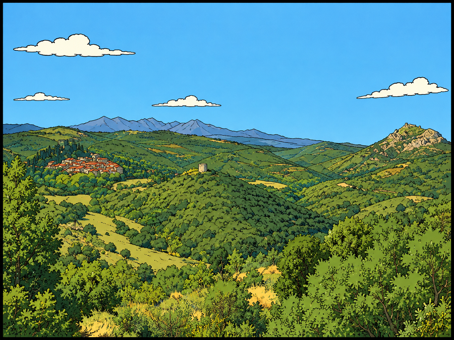La vue depuis le château de Castelnou